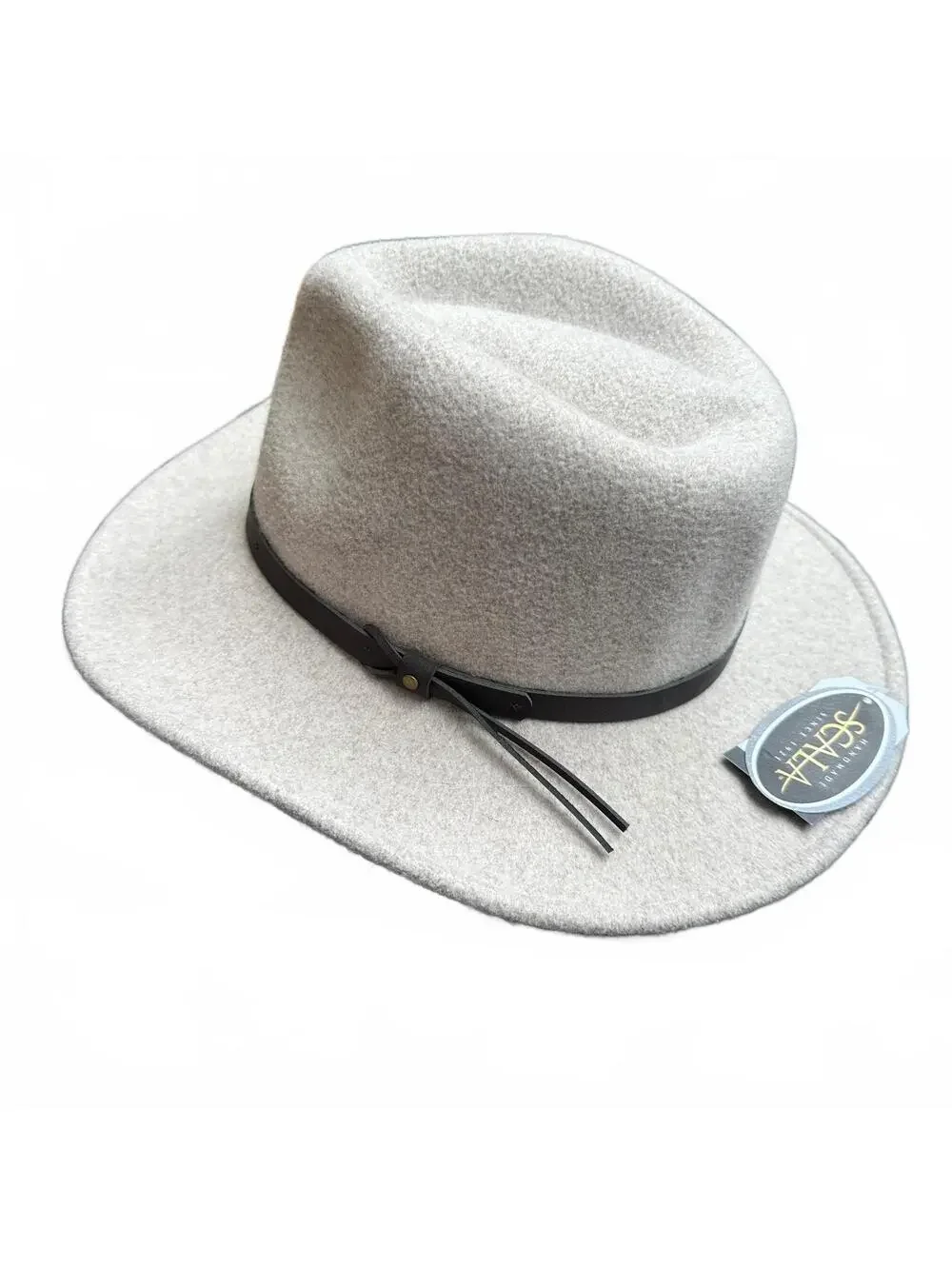 Scala Hats Jolene Provato Knit Safari Fedora Hat - Heathered Taupe NWT